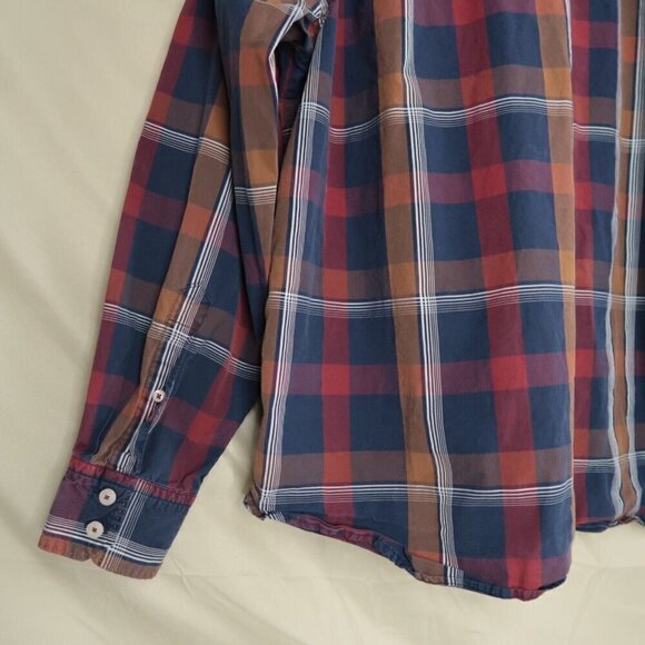 Tommy Bahama Shirt Button Up Red Blue Plaid Long Sleeve Casual Cotton Men's XL - Picture 7 of 10